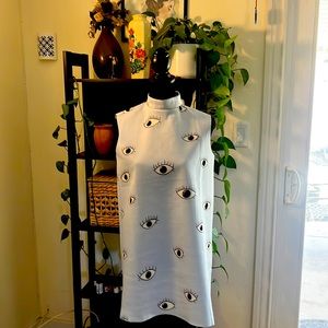 Mod style, baby blue mini dress with eyes